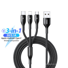 Remax RC-092th 1.2m zinc alloy 3.1A anti-winding C 3.1 type-c micro Lightning Usb Charger Cable 3 In 1